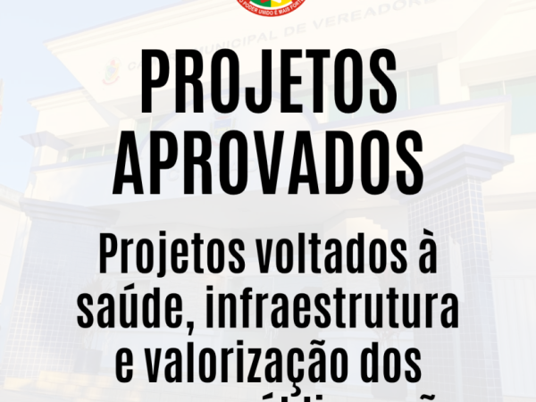 Projetos voltados à saúde, infraestrutura e valorização dos espaços públicos são aprovados em sessão