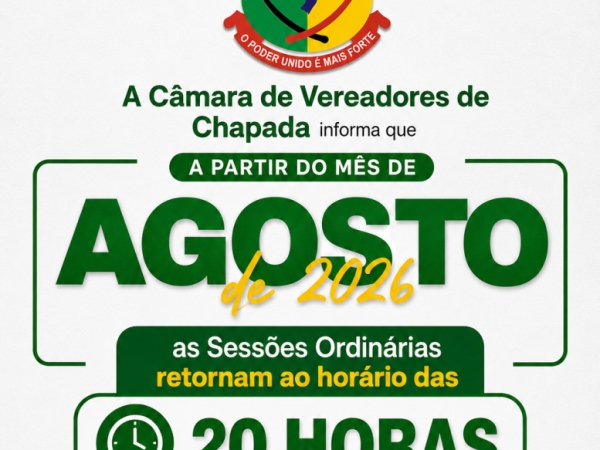 Sessões Ordinárias voltam ao horário das 20 horas