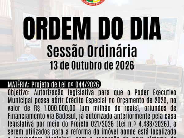 Hoje tem sessão! Te esperamos a partir das 20 horas em nosso Plenário.