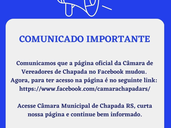 Nova página da Câmara de Vereadores no Facebook