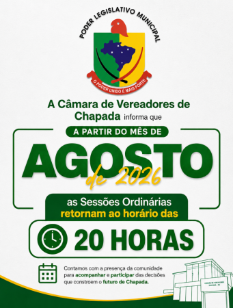 Sessões Ordinárias voltam ao horário das 20 horas