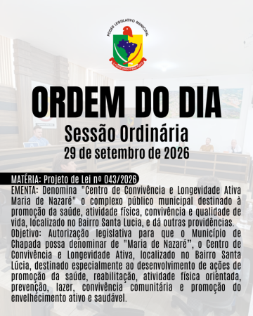 Hoje tem sessão! Te esperamos a partir das 20 horas em nosso Plenário.