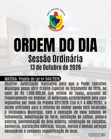 Hoje tem sessão! Te esperamos a partir das 20 horas em nosso Plenário.